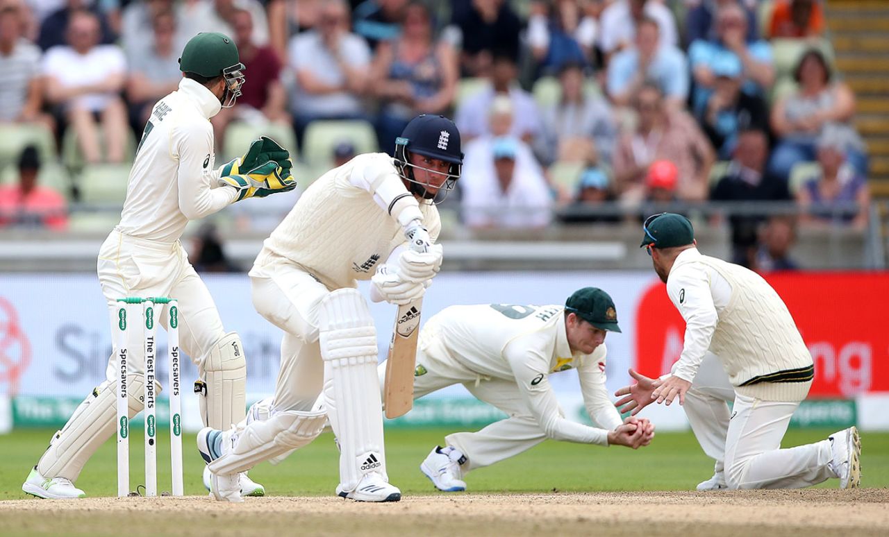 Stuart Broad edges to slip for a first-ball duck, England v Australia, 1st Test, Birmingham, 5th day, August 5, 2019