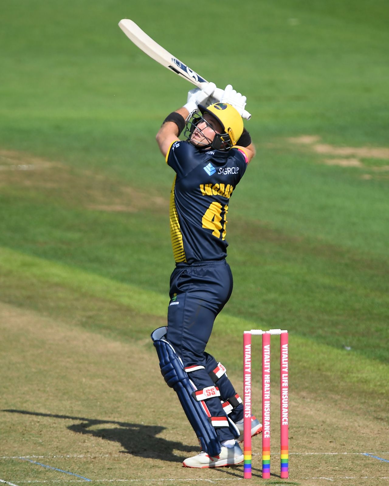 Colin Ingram uppercuts from the crease, Glamorgan v Surrey, Vitality Blast, South Group, Cardiff, August 11, 2019