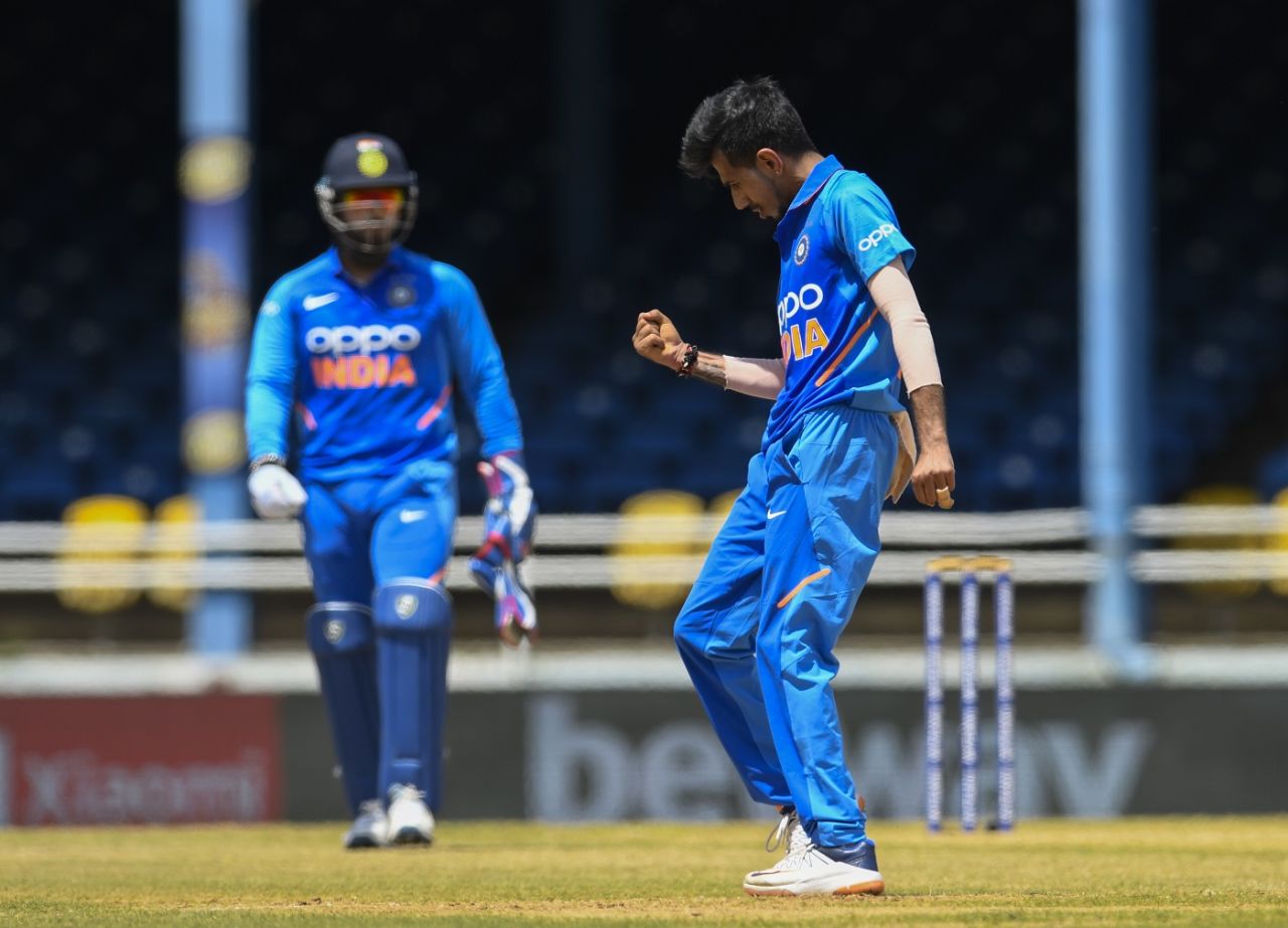 Yuzvendra Chahal celebrates a wicket, West Indies v India, 3rd ODI, Port-of-Spain, August 14, 2019