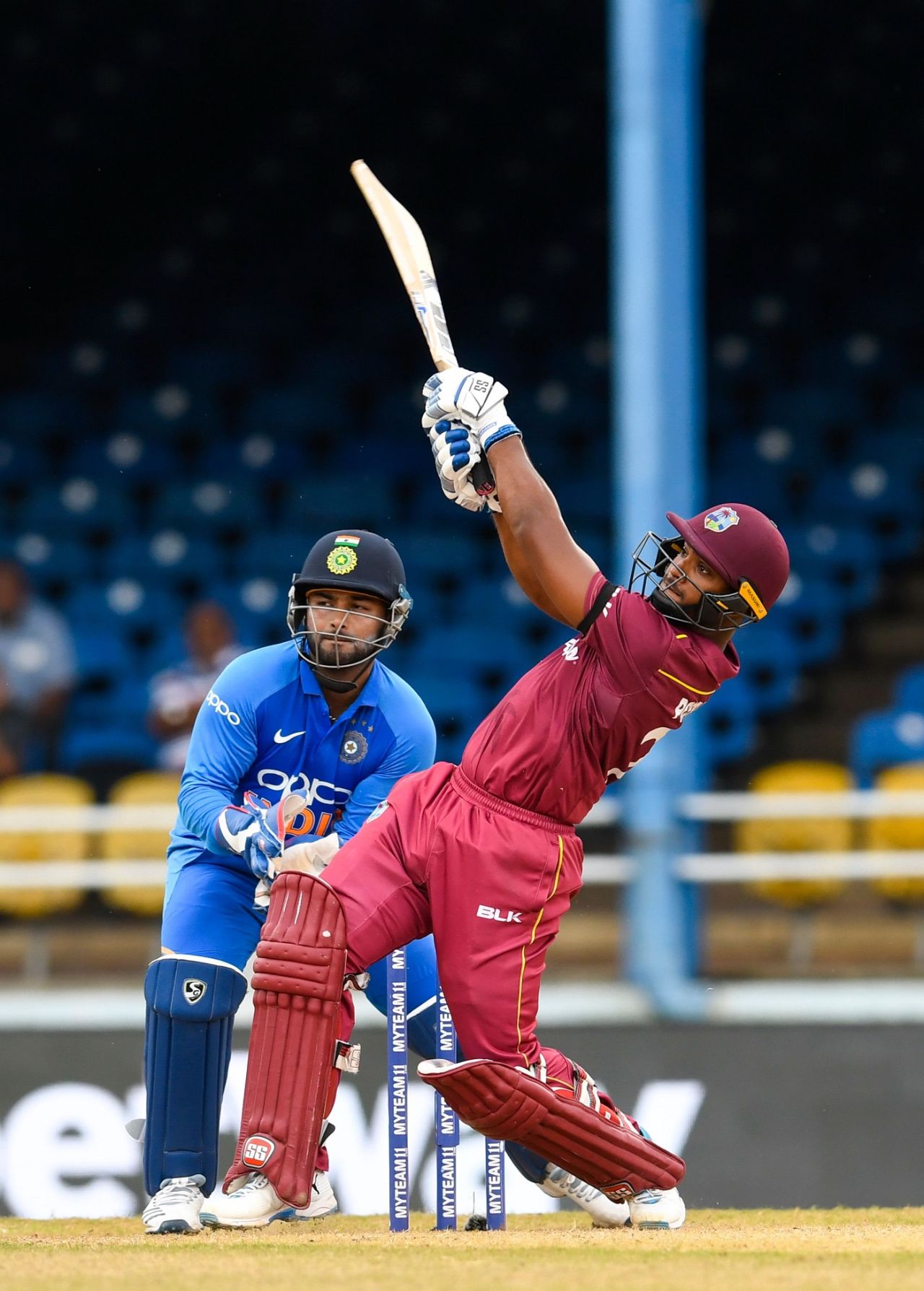 Nicholas Pooran swings one over midwicket, West Indies v India, 3rd ODI, Port-of-Spain, August 14, 2019