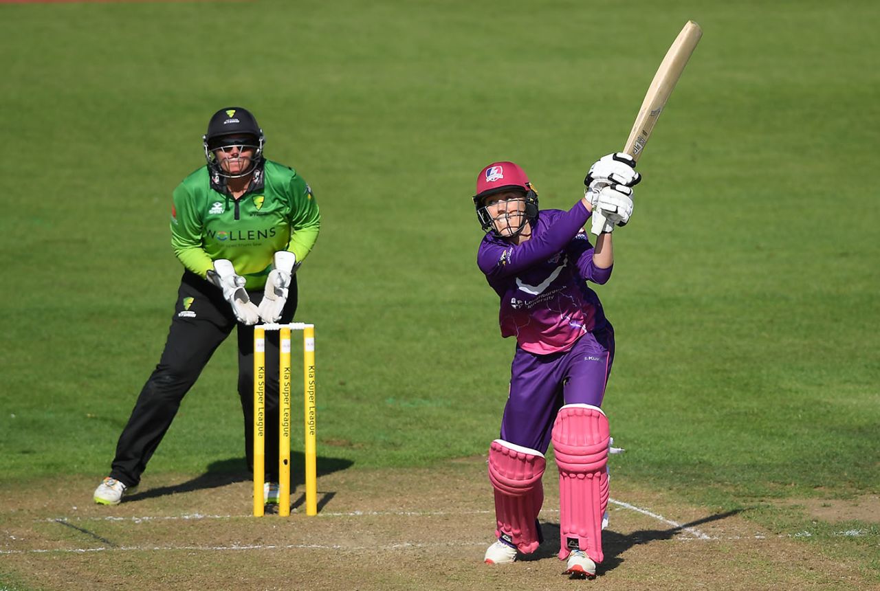 Georgia Adams slashes one over the covers, Western Storm v Loughborough Lightning, Bristol, August 13, 2019