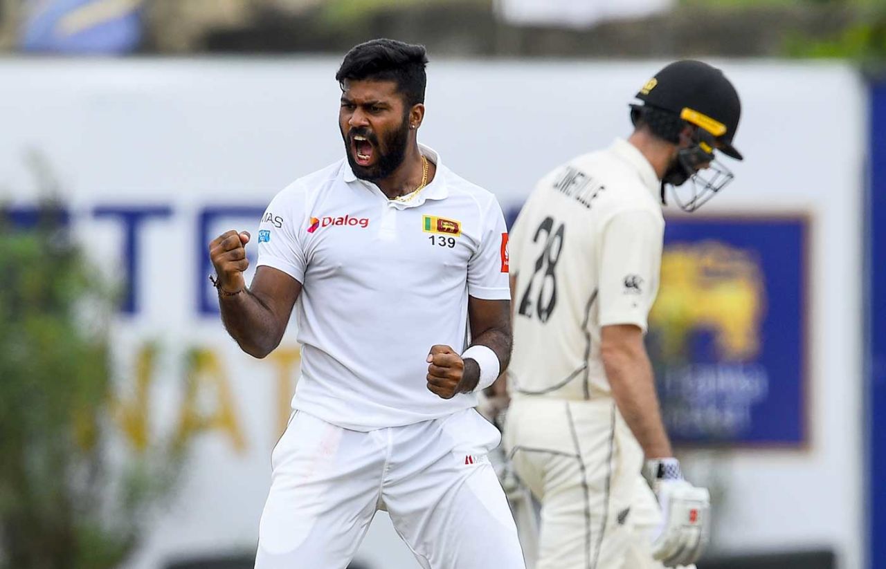 Lahiru Kumara roars after picking up a wicket, Sri Lanka v New Zealand, 1st Test, Galle, 4thday, August 17, 2019