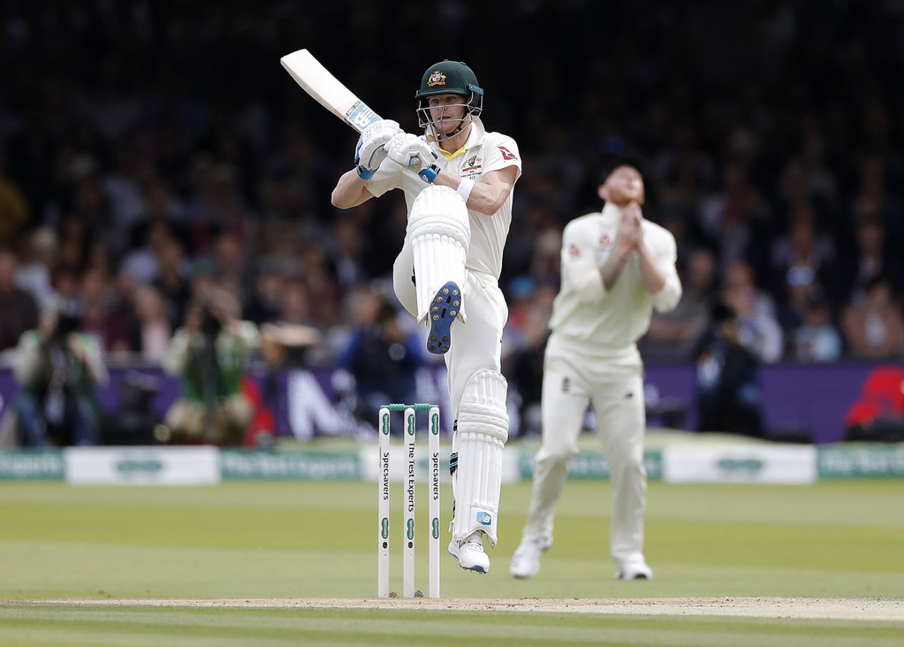 Steven Smith engages in some post-leave acrobatics, England v Australia, 2nd Test, Lord's, 4th day, August 17, 2019