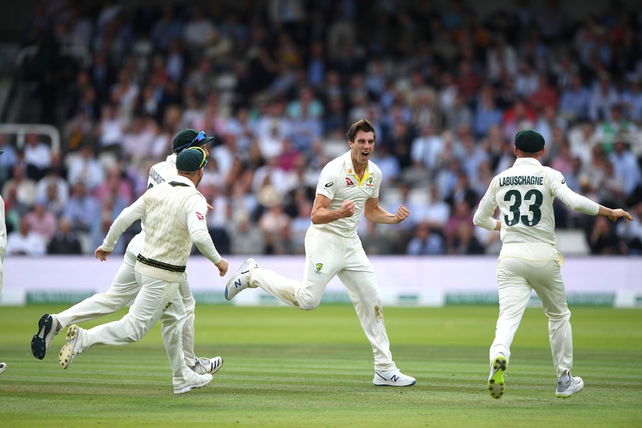 Pat Cummins struck twice with successive deliveries, England v Australia, 2nd Test, Lord's, 4th day, August 17, 2019