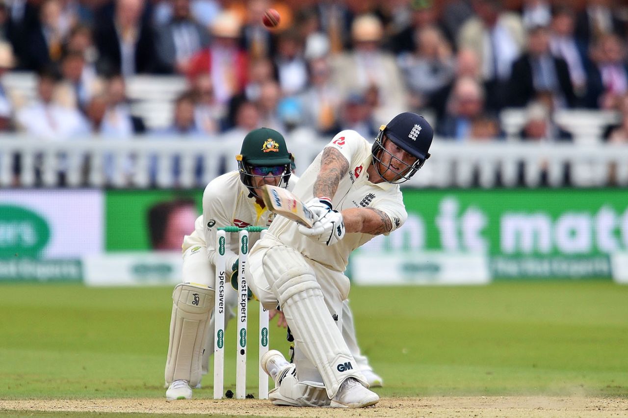 Ben Stokes belts one through the leg side, England v Australia, 2nd Test, Lord's, 5th day, August 18, 2019