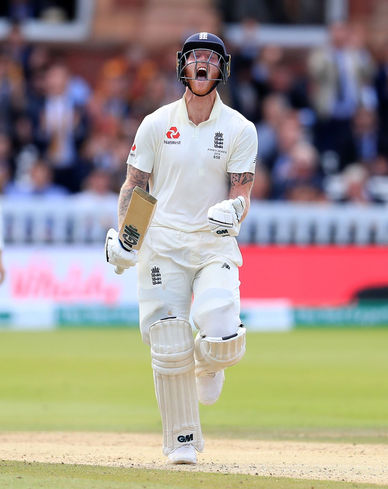 Ben Stokes roars as he goes through to his hundred, England v Australia, 2nd Test, Lord's, 5th day, August 18, 2019