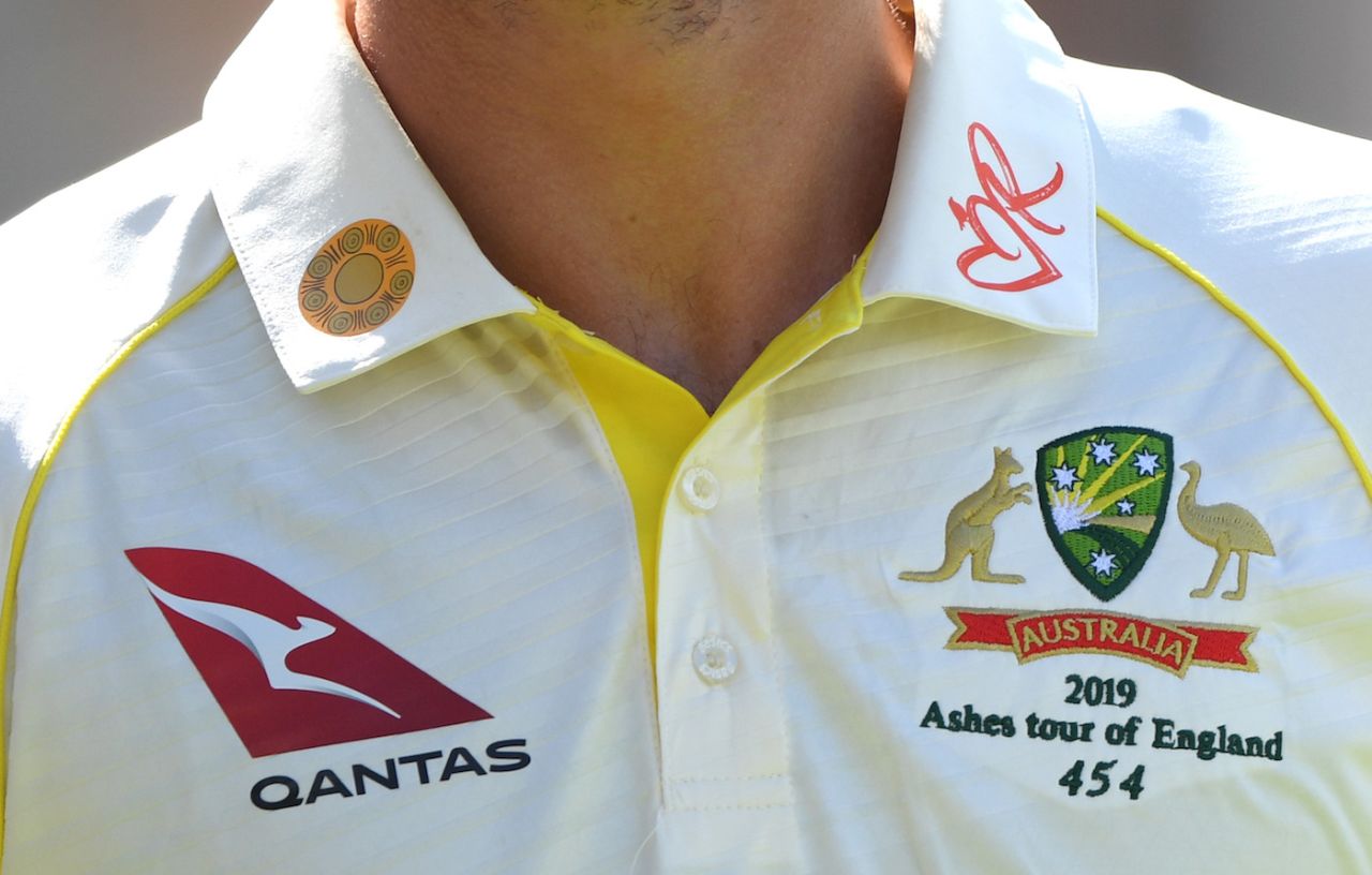 The Australian Ashes jersey, seen here on Travis Head, Day two, 2nd Test, England v Australia, Lord's Cricket Ground, London, England, August 15, 2019