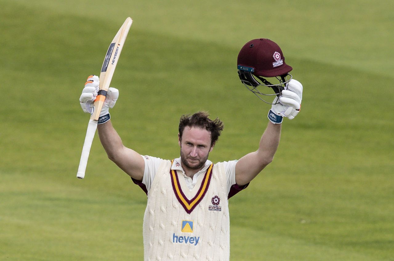 Alex Wakely made a first Championship ton since July 2018, Northamptonshire v Worcestershire, Day 2, County Championship, Wantage Road