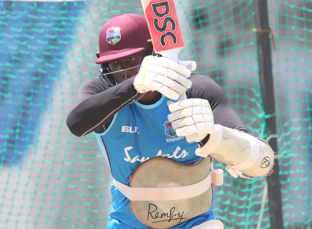 Jason Holder bats in the nets, Antigua, August 19, 2019