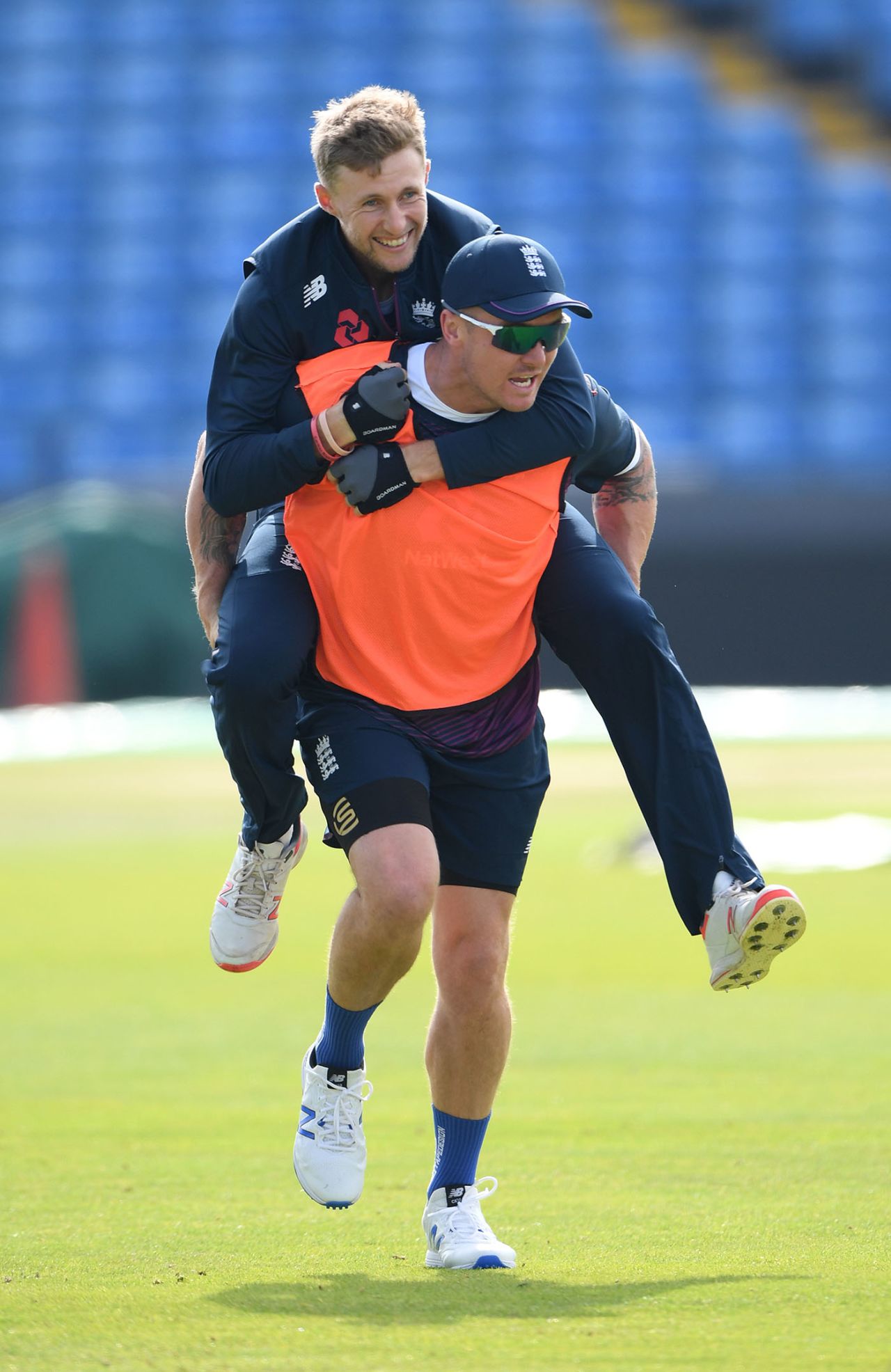 Joe Root and Jason Roy share a light moment in training, England v Australia, 3rd Test, The Ashes, Headingley, August 21, 2019