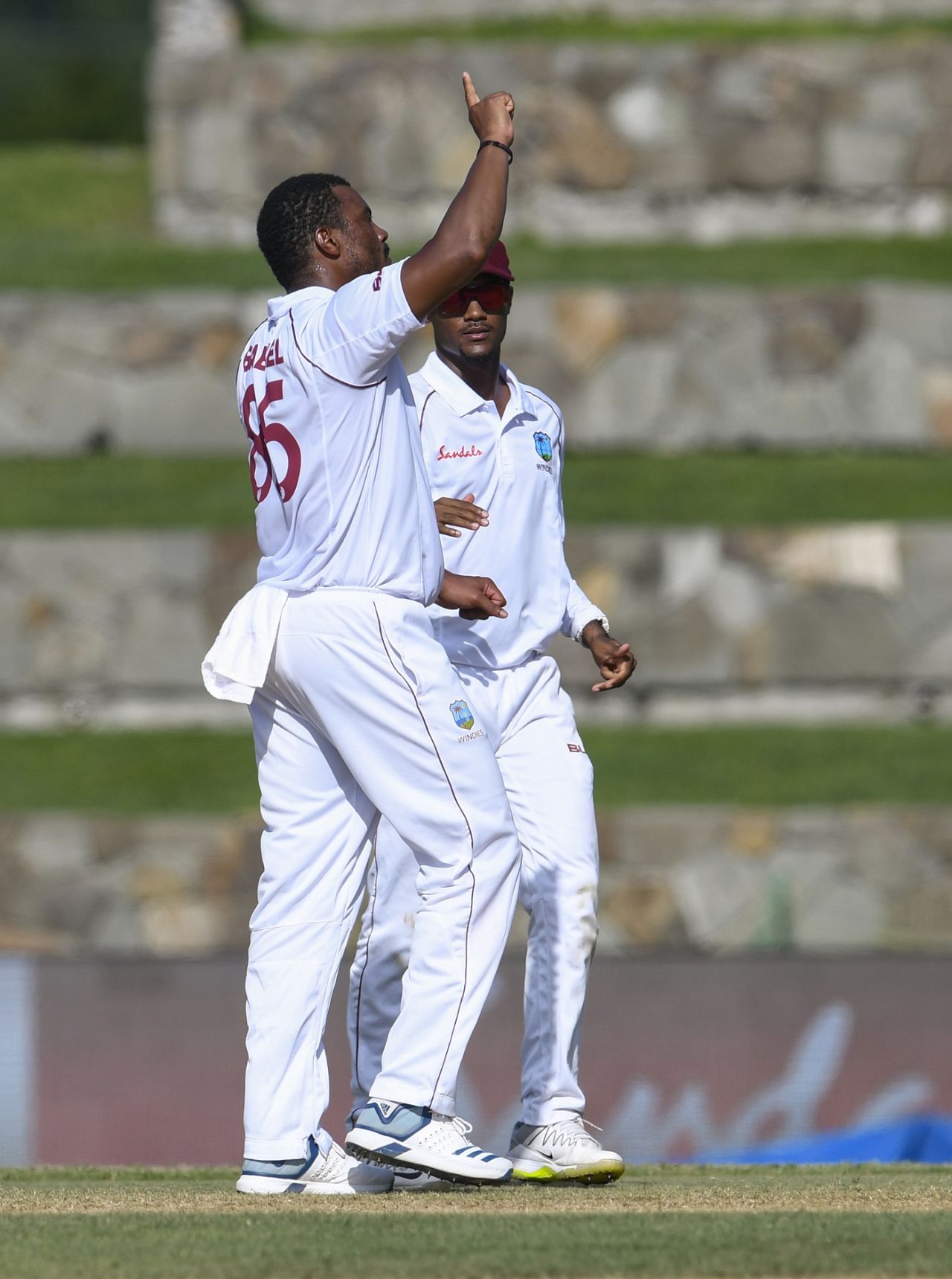 Shannon Gabriel celebrates a wicket, West Indies v India, 1st Test, North Sound, 1st day, August 22, 2019