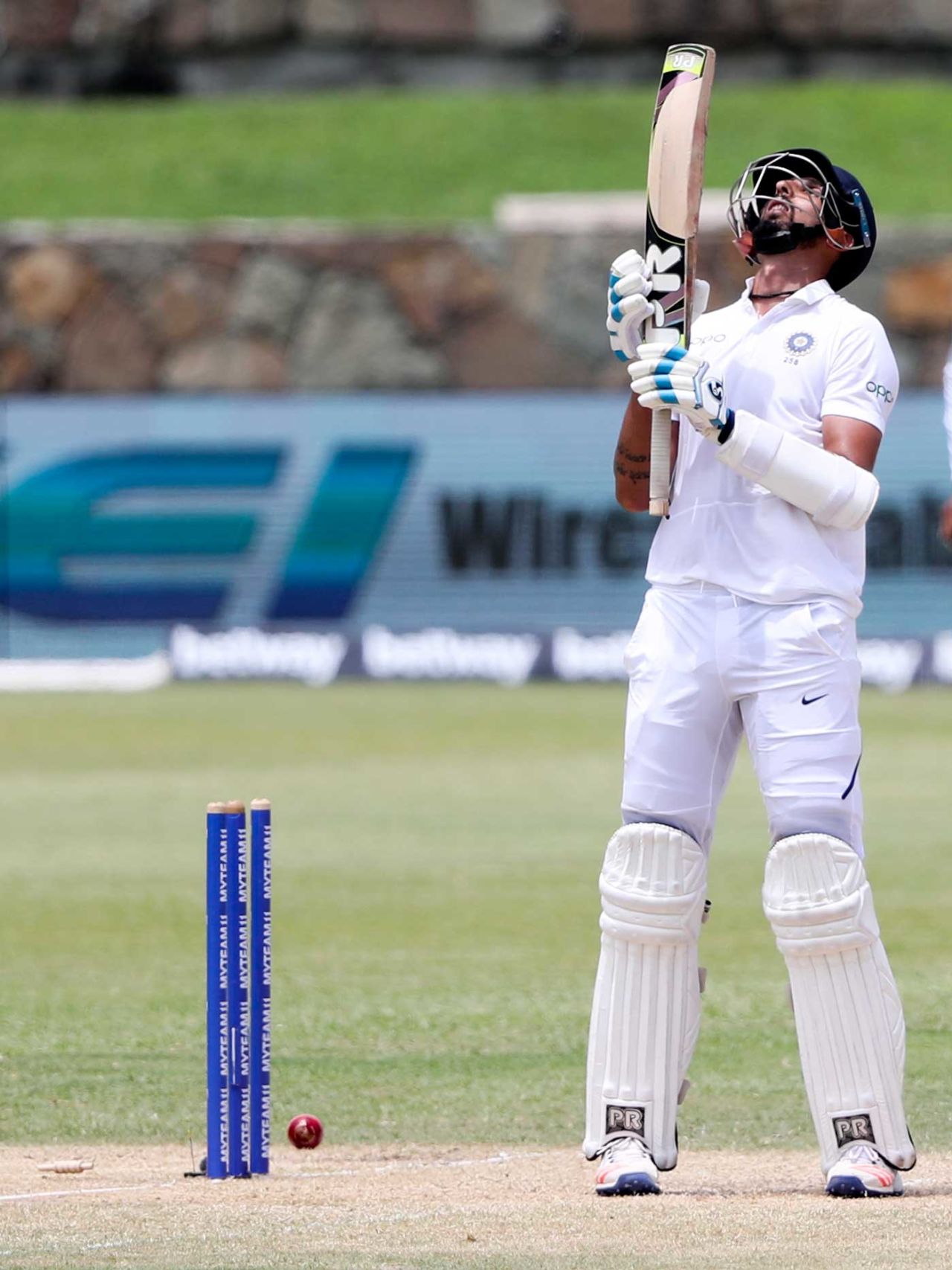 Ishant Sharma is distraught after playing one onto his stumps, West Indies v India, 1st Test, North Sound, 2nd day, August 23, 2019