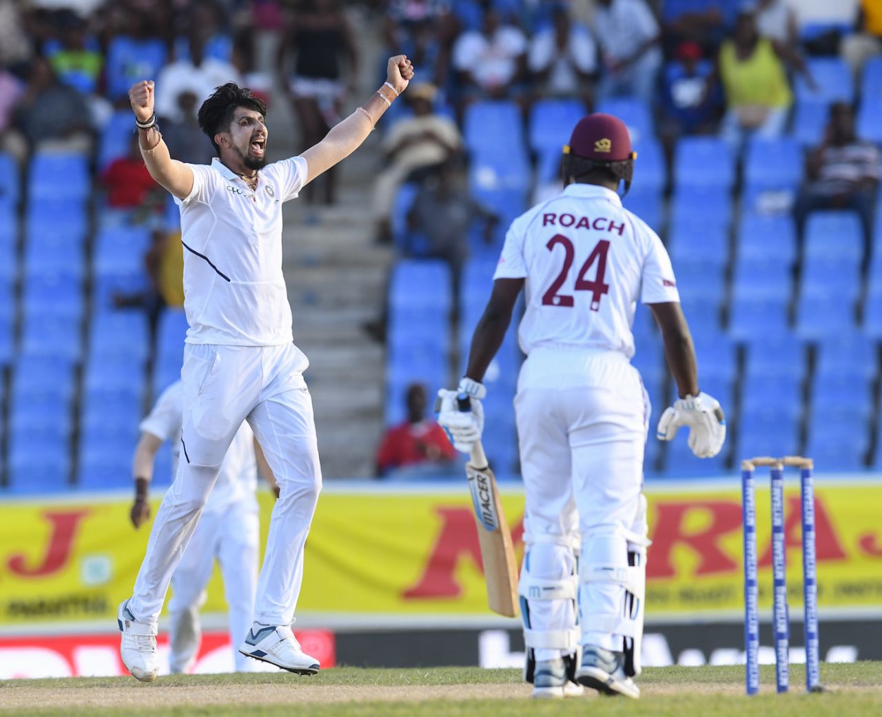 Ishant Sharma erupts after completing his five-for, West Indies v India, 1st Test, North Sound, 2nd day, August 23, 2019