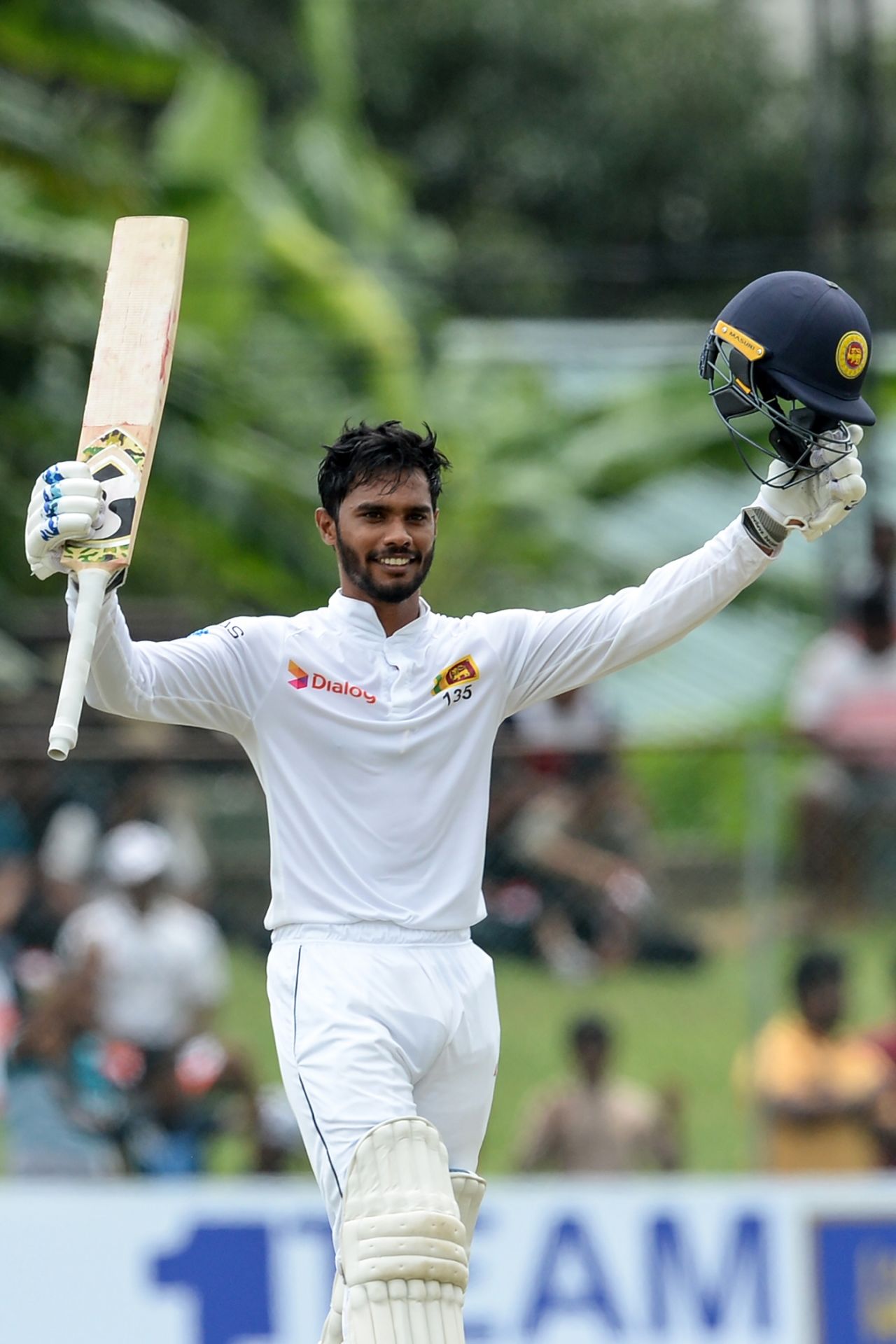 Dhananjaya de Silva is all smiles after reaching a century, Sri Lanka v New Zealand, 2nd Test, Colombo (PSS), Day 3, August 24, 2019