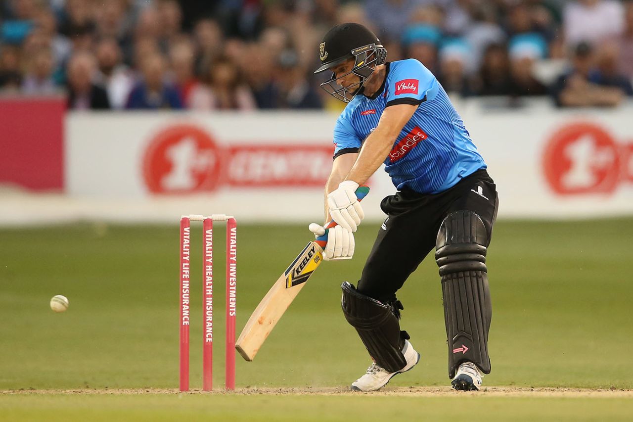 Luke Wright squeezes one away into the off side, Sussex v Surrey, Vitality Blast, South Group, Hove, July 26, 2019
