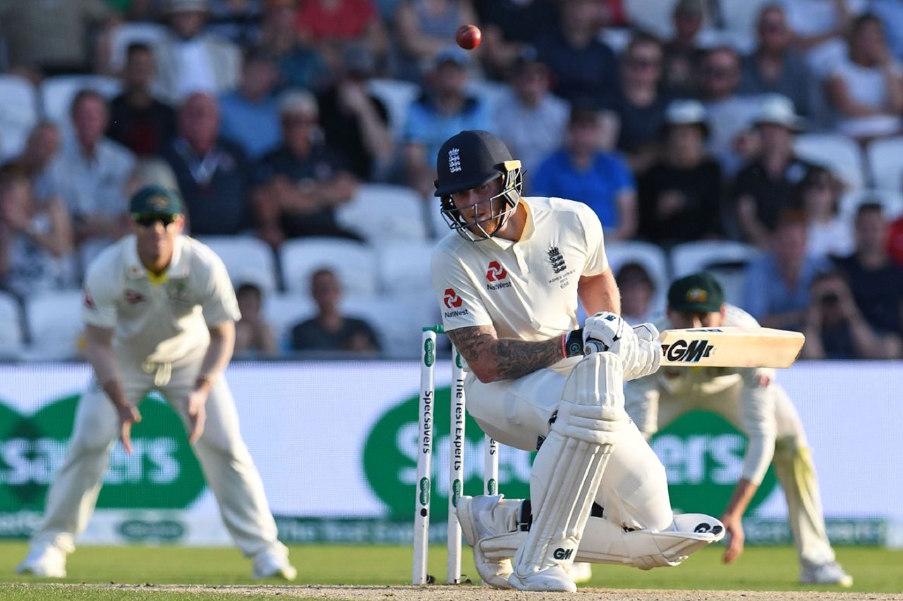 Ben Stokes ducks a bouncer, England v Australia, 3rd Ashes Test, Headingley, August 24, 2019