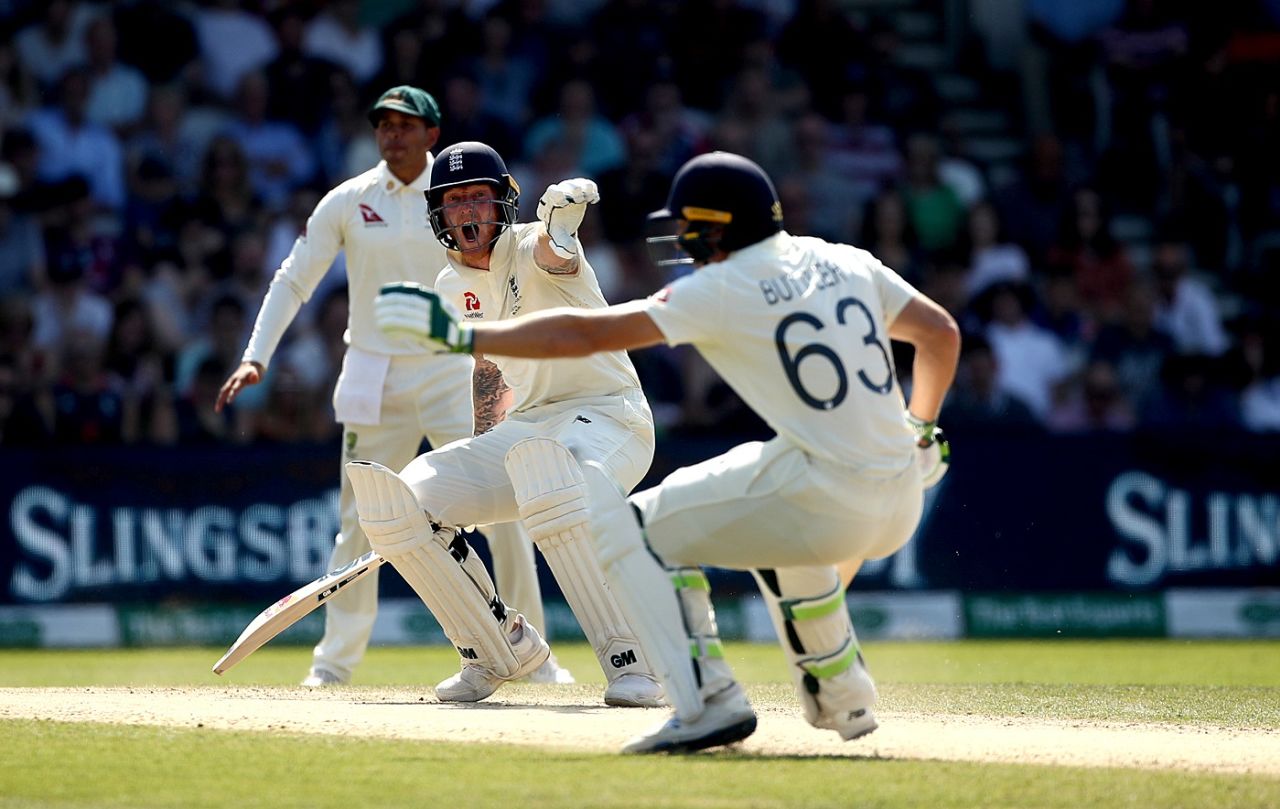 Yes.. No... Arrrghh! A snapshot of Ben Stokes and Jos Buttler's mix-up, England v Australia, 3rd Ashes Test, Headingley, August 25, 2019