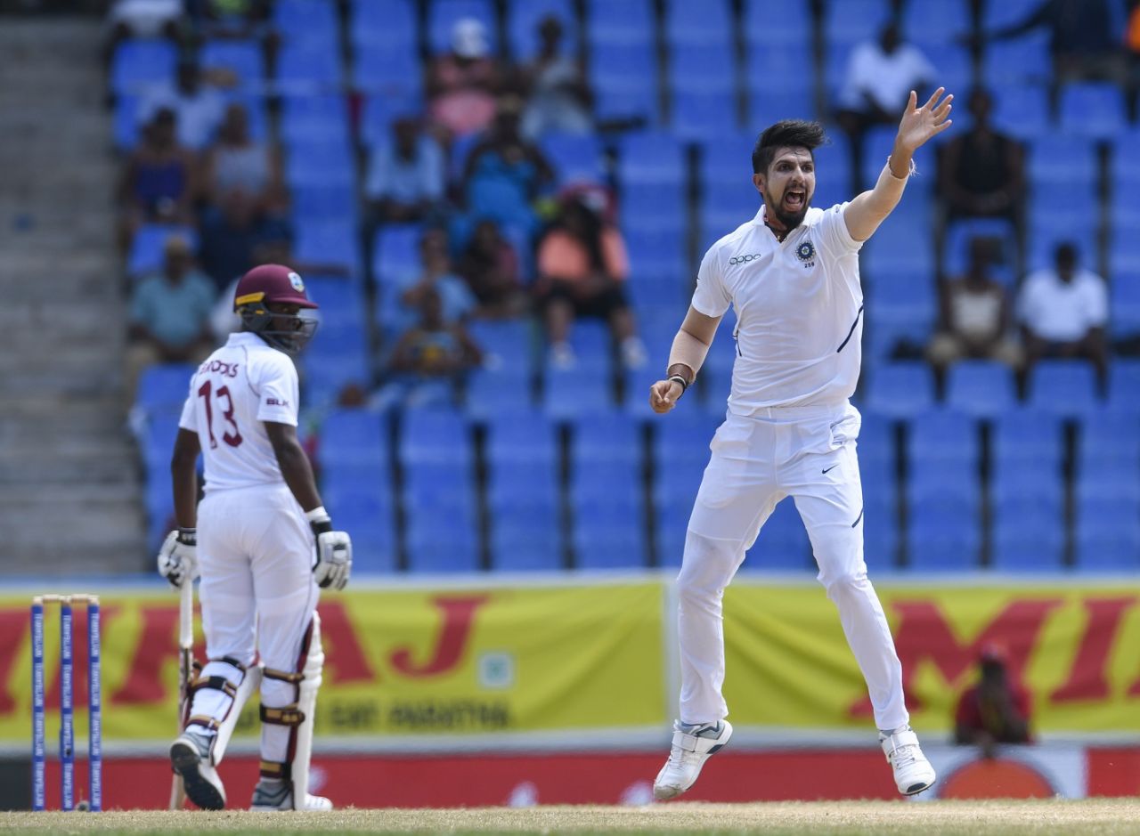 Ishant Sharma appeals for Shamarh Brooks' wicket, West Indies v India, 1st Test, North Sound, 4th day, August 25, 2019