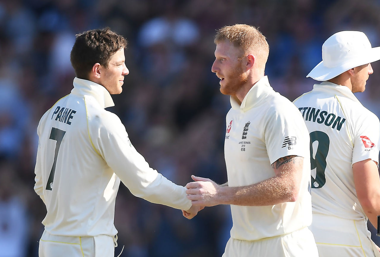 Tim Paine offers a handshake to Ben Stokes, England v Australia, 3rd Ashes Test, Headingley, August 25, 2019