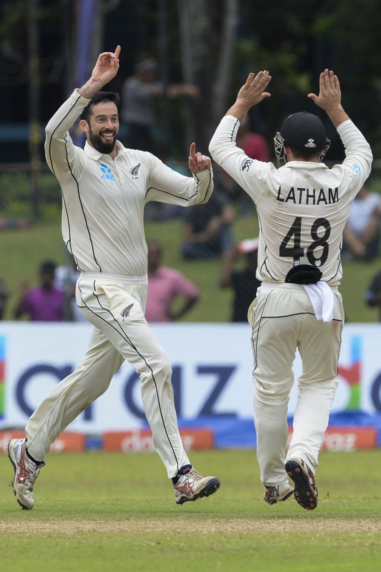 William Somerville is overjoyed after a key wicket, Sri Lanka v New Zealand, 2nd Test, Colombo (PSS), Day 5, August 26, 2019