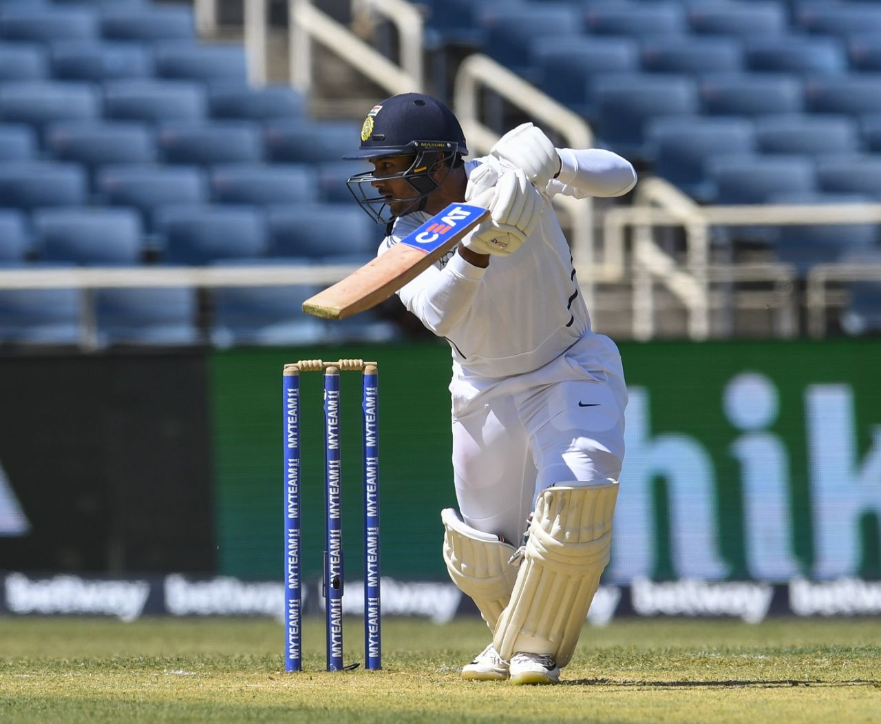 Mayank Agarwal steers one through the off side, West Indies v India, 2nd Test, Kingston, August 30, 2019