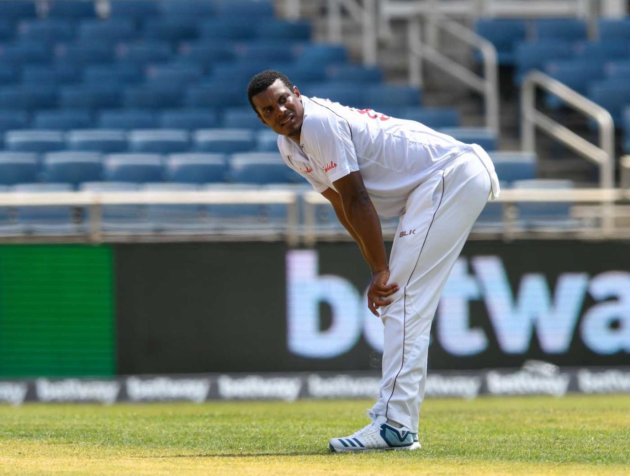 Shannon Gabriel catches his breath, West Indies v India, 2nd Test, 1st day, Kingston, August 30, 2019