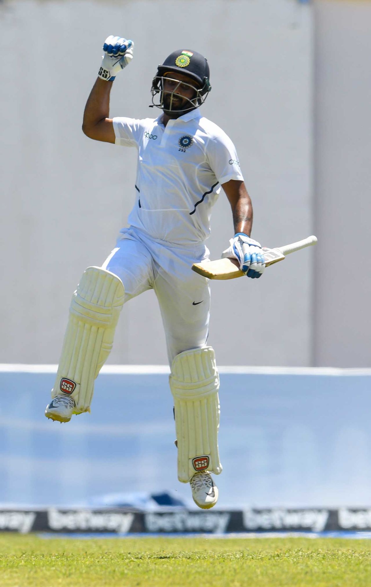 Hanuma Vihari jumps to celebrate his maiden Test century, West Indies v India, 2nd Test, Kingston, 1st day, August 31, 2019