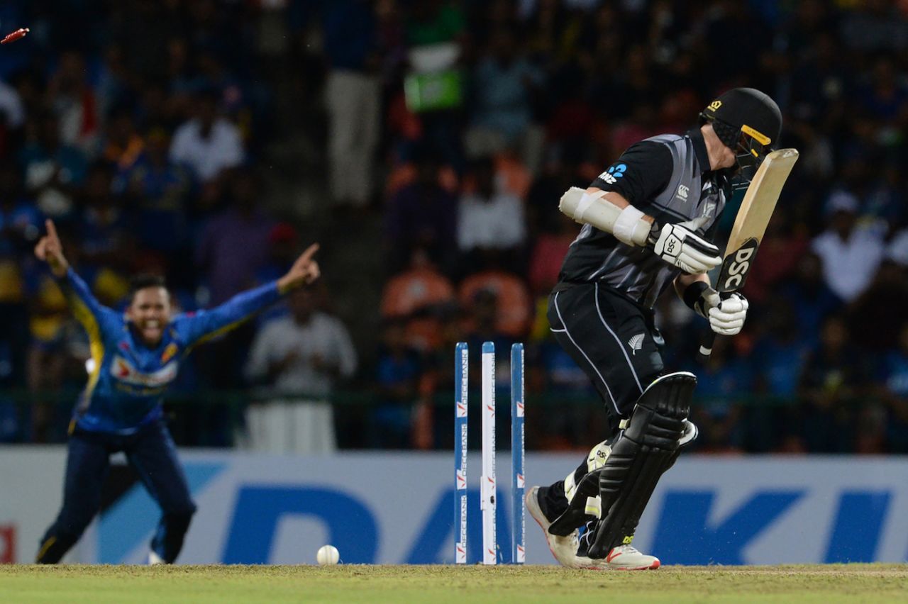 Colin Munro was bowled on his first ball, Sri Lanka v New Zealand, 1st T20I, Pallekele, September 1, 2019