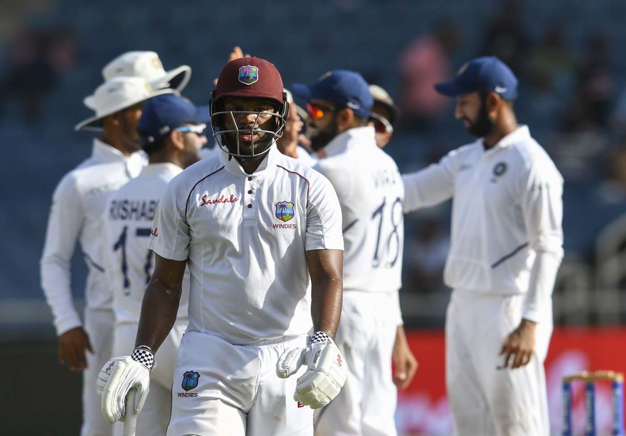 John Campbell walks off the field, West Indies v India, 2nd Test, Kingston, September 1, 2019