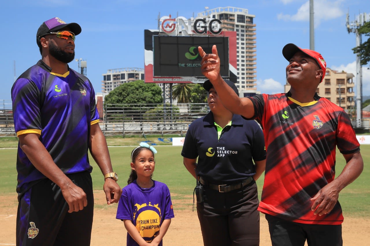 Brian Lara flips the coin at the toss, Bravo XI v Pollard XI, Selector Fans Cup, Port of Spain, September 1, 2019