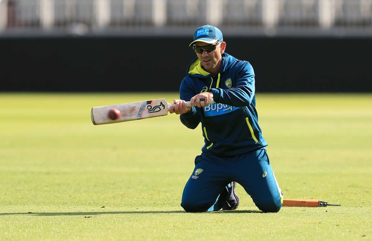 Justin Langer at a fielding session, The 2019 Ashes, England v Australia, Old Trafford, Manchester, September 2, 2019