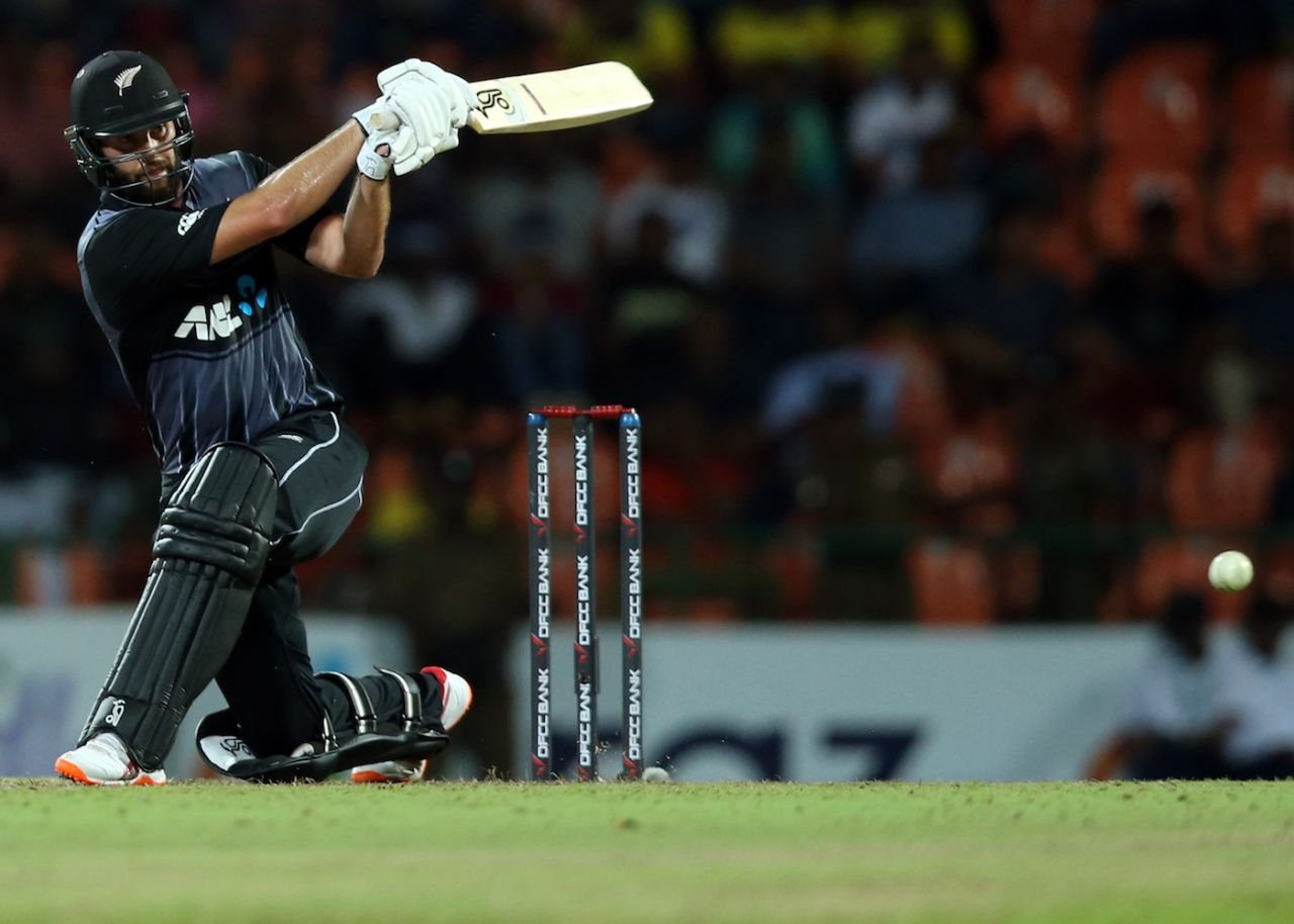 Tom Bruce swats the ball into the leg side, Sri Lanka v New Zealand, 2nd T20I, Pallekele, September 3, 2019