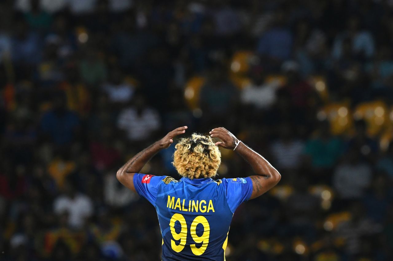 Lasith Malinga reacts as the game slips away, Sri Lanka v New Zealand, 2nd T20I, Pallekele, September 3, 2019
