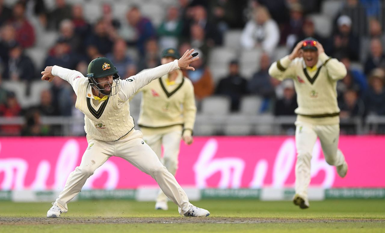 Matthew Wade celebrates after catching Joe Denly, England v Australia, 4th Test, Day 2, Manchester, September 5, 2019
