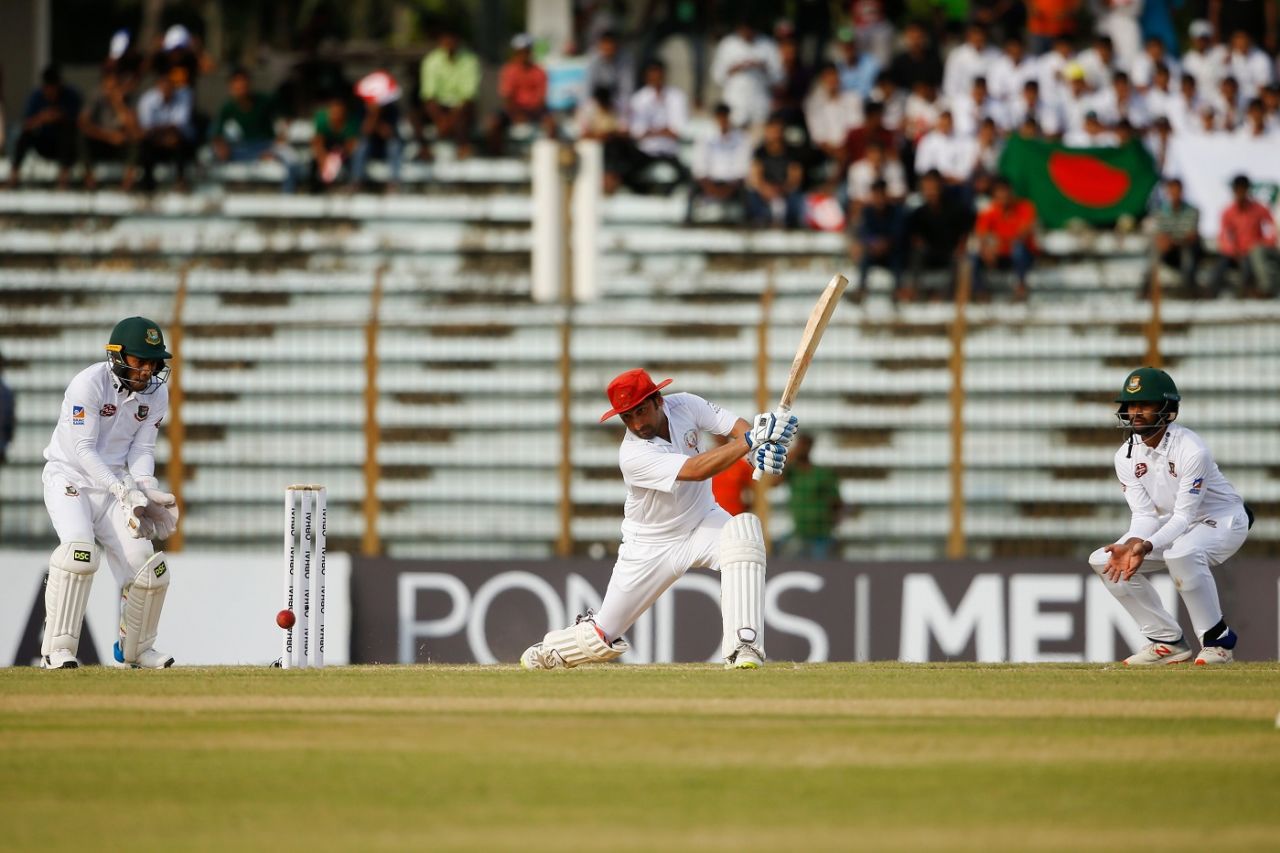 Asghar Afghan swats one through cover, Bangladesh v Afghanistan, 1st Test, Chattogram, 2nd day, September 6, 2019