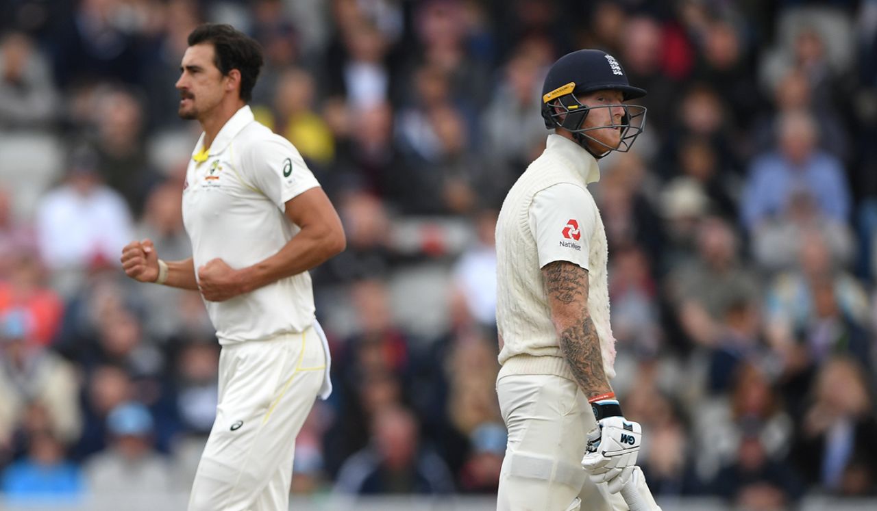 Contrasting emotions as Mitchell Starc removed Ben Stokes, England v Australia, 4th Test, Day 4, Manchester, September 7, 2019