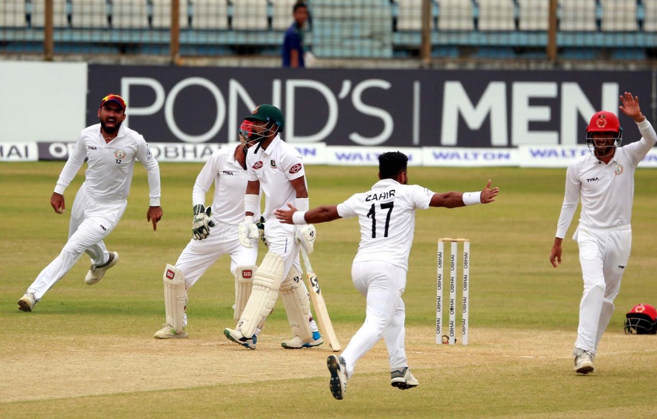 Zahir Khan wheels away in celebration, Bangladesh v Afghanistan, Only Test, Chattogram, 4th day, September 8, 2019