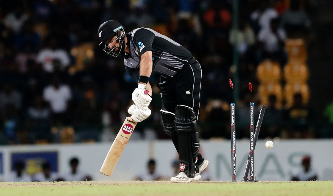 Colin de Grandhomme was one of four New Zealand batsmen to be dismissed for a duck in the third T20I in Pallekele, Sri Lanka v New Zealand, 3rd T20I, Pallekele, September 6, 2019