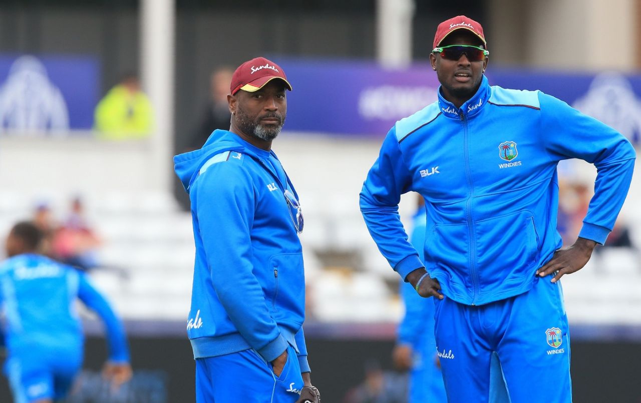Floyd Reifer and Jason Holder during a practice session, Chester-le-Street, July 1, 2019