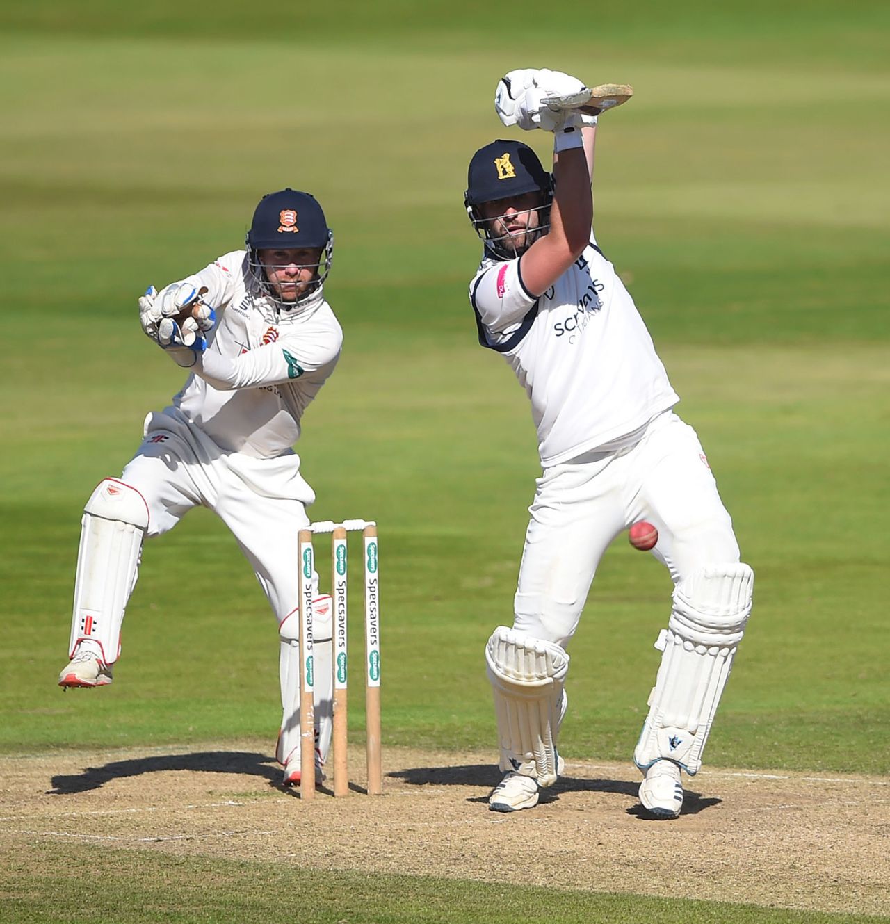 Matthew Lamb drives through the off side, Warwickshire v Essex, Specsavers County Championship, Division One, Edgbaston, 2nd day, September 11, 2019