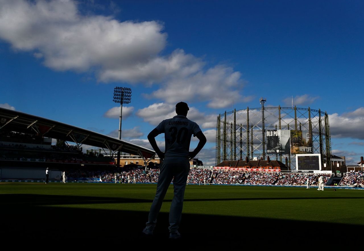 Pat Cummins in the outfield at The Oval, England v Australia, 5th Test, The Oval, September 12, 2019