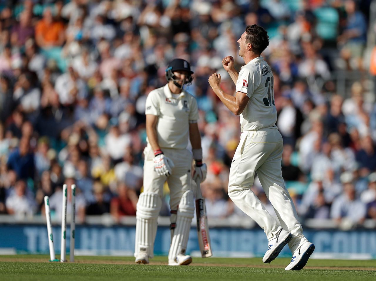 Pat Cummins bowled Joe Root for 57, England v Australia, 5th Test, The Oval, September 12, 2019
