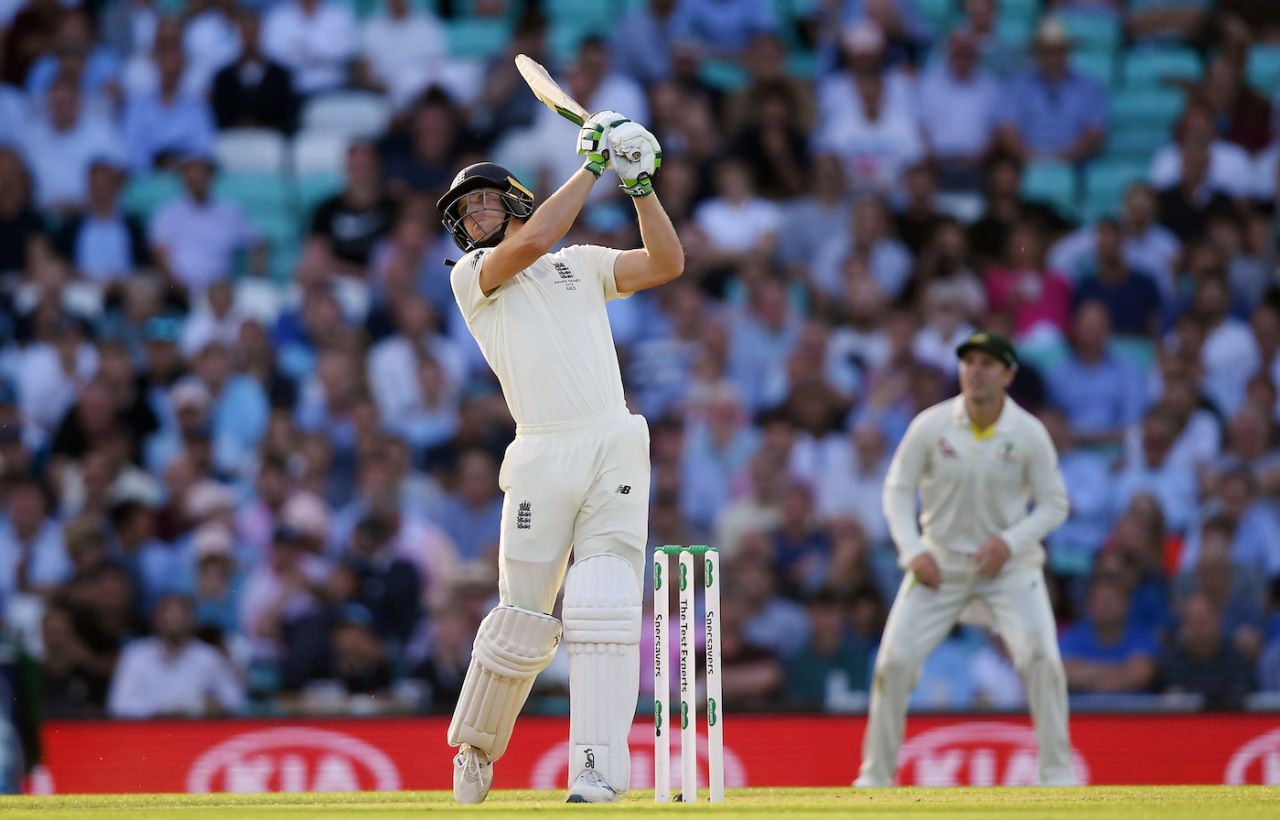 Jos Buttler launches a six, England v Australia, 5th Test, The Oval, September 12, 2019
