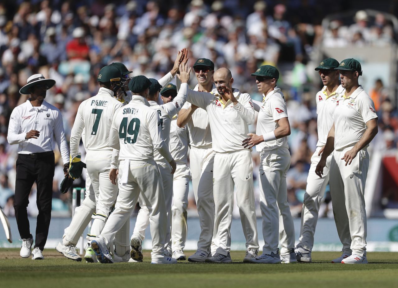 Nathan Lyon celebrates Joe Root's wicket, England v Australia, 5th Test, The Oval, September 14, 2019