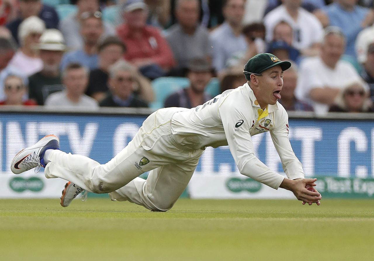 Marnus Labuschagne took an outstanding catch diving forward, England v Australia, 5th Test, The Oval, September 14, 2019