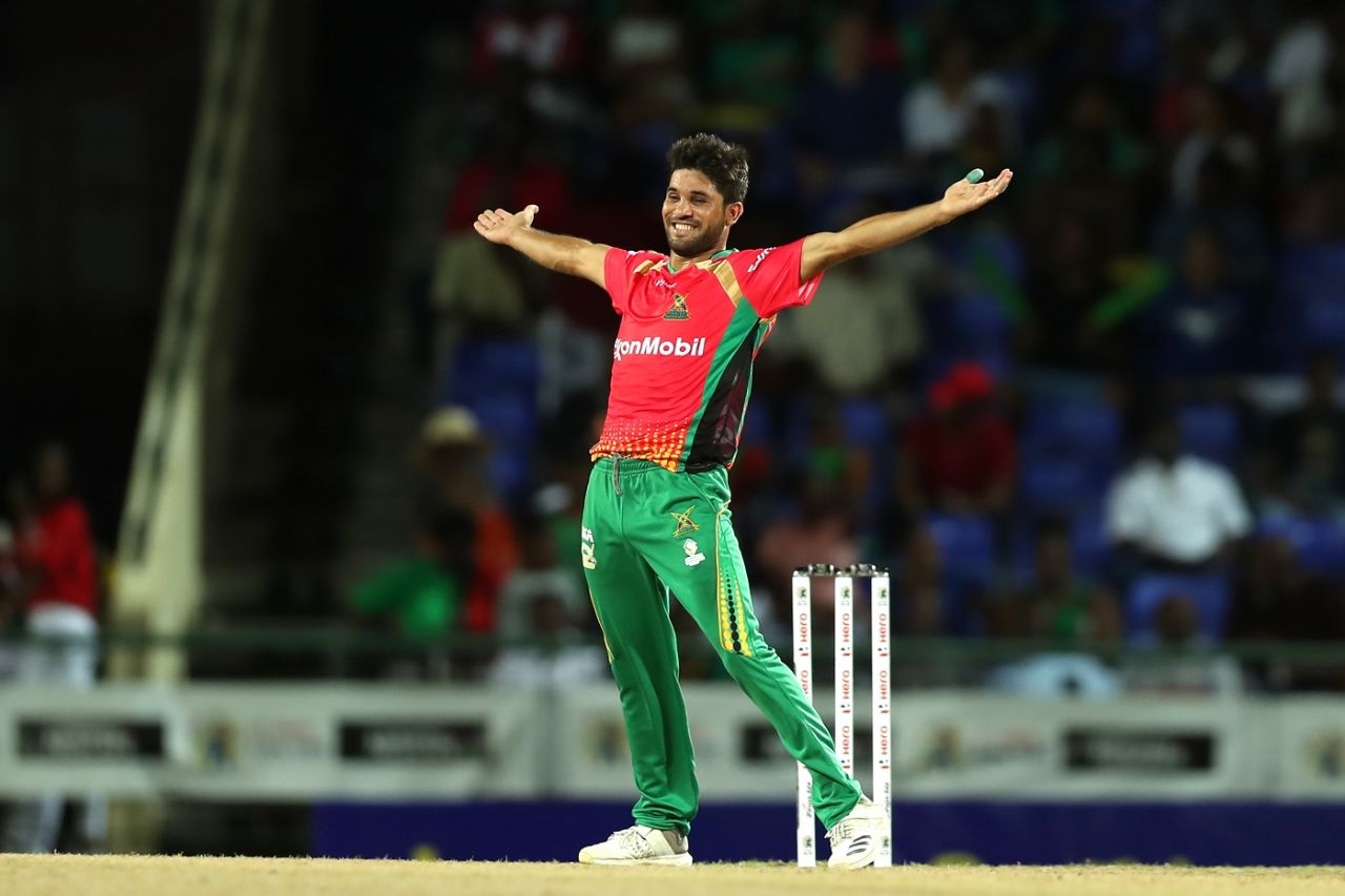 ,Qais Ahmad was Man of the Match for his three-wicket haul, St Kitts and Nevis Patriots v Guyana Amazon Warriors, CPL 2019, Basseterre, September 14, 2019