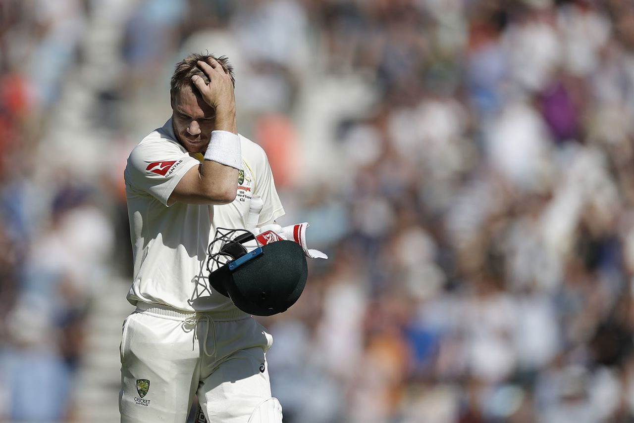 David Warner fell to Stuart Broad for the seventh time in the series, England v Australia, 5th Test, The Oval, September 15, 2019