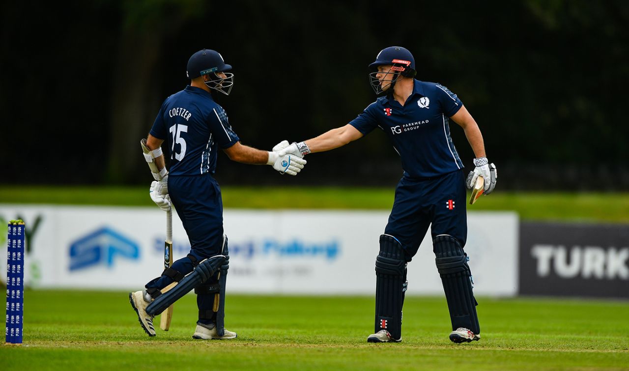 Kyle Coetzer and George Munsey added 201 runs, a Scotland T20I record for any wicket, Netherlands v Scotland, Ireland Tri-Nation T20I Series, Dublin, September 16, 2019