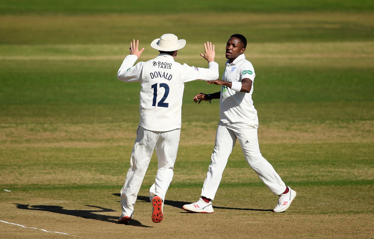 Fidel Edwards celebrates a wicket, Hampshire v Somerset, County Championship, Division One, Ageas Bowl, September 17, 2019