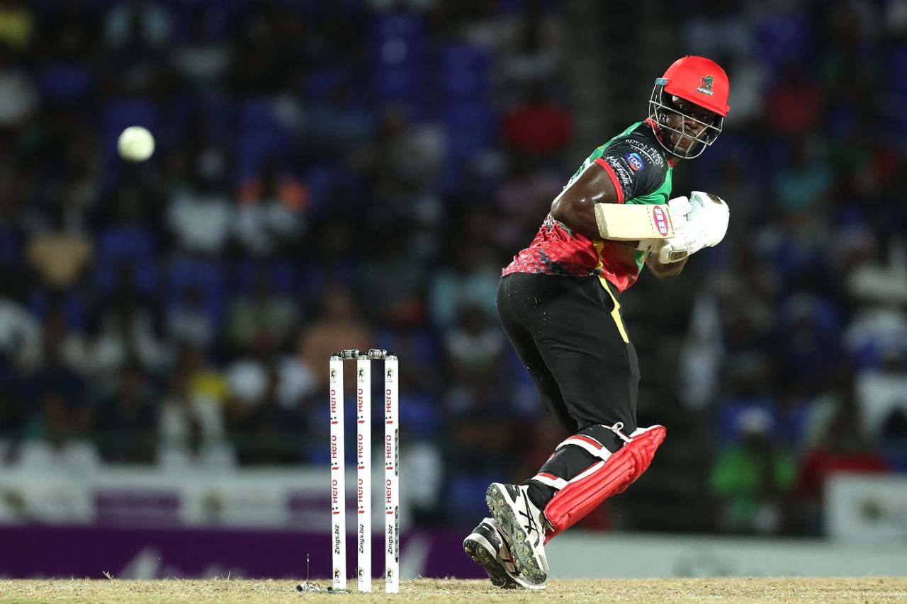 Carlos Brathwaite steers one fine behind the stumps , St Kitts and Nevis Patriots v Trinbago Knight Riders, CPL 2019, Basseterre, September 17, 2019
